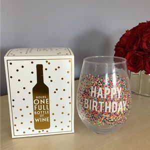 Slant Happy Birthday Confetti Jumbo Stemless Wine Glass